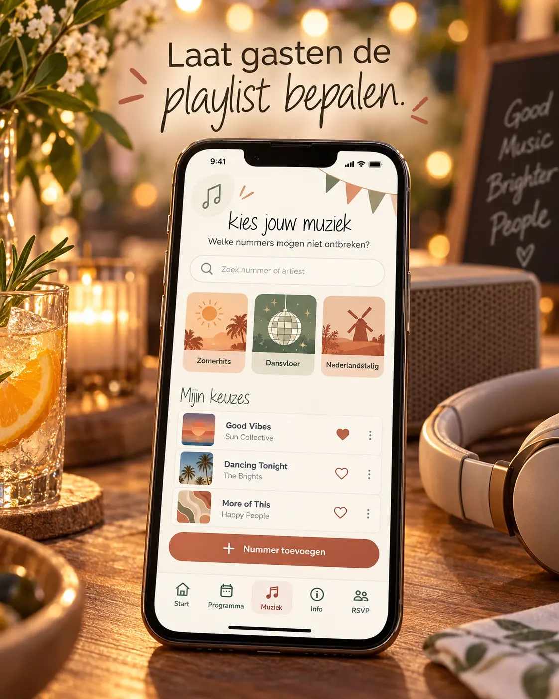 Event-app waarmee gasten hun favoriete muziek kiezen