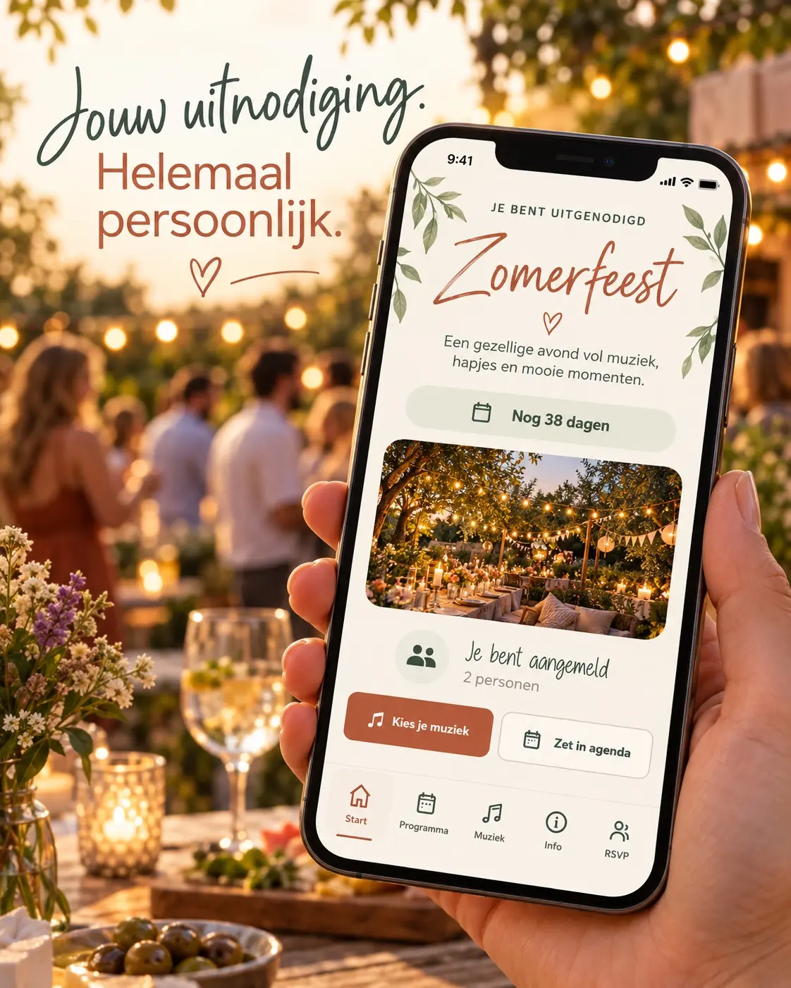 Persoonlijke digitale uitnodiging voor een zomerfeest