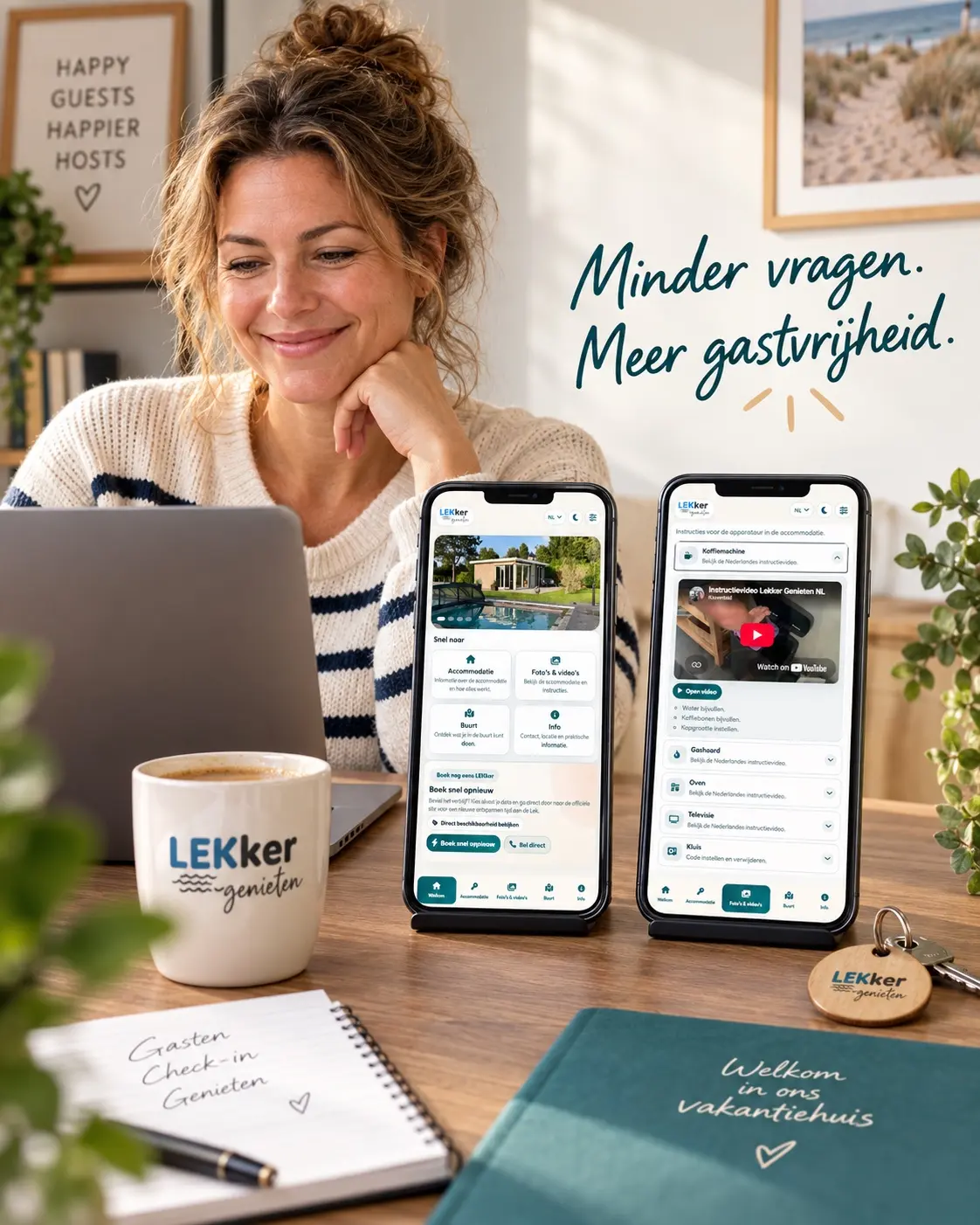 Een host werkt met de digitale gastengids