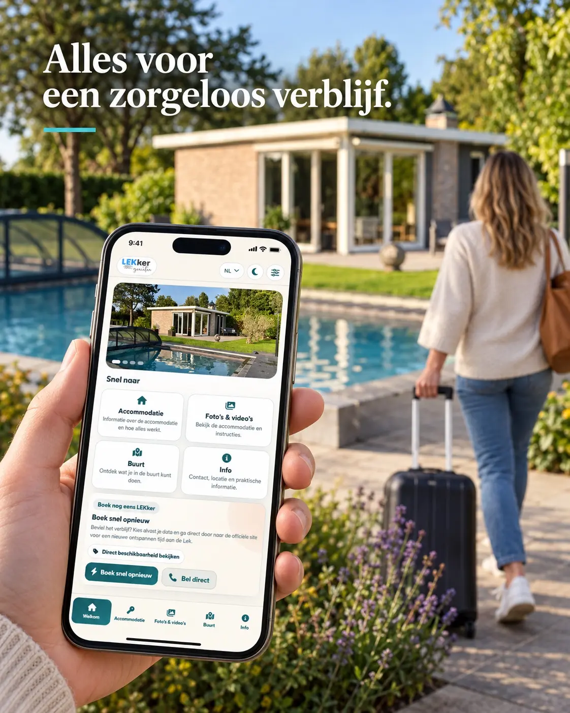 De gastengids-app bij aankomst van een verblijf